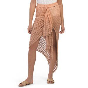 Z&L EUROPE Orange Por De Sol Cover-up Midi Skirt